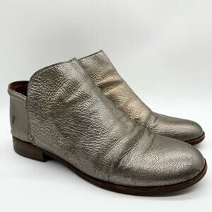 Frye Silver Ankle Booties with Metallic Finish